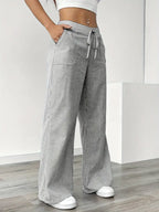 Striped Wide-Leg Trousers with Drawstring Waist
