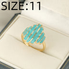 Bohemian Painted Irregular Rock-Edge Mint Green Ring