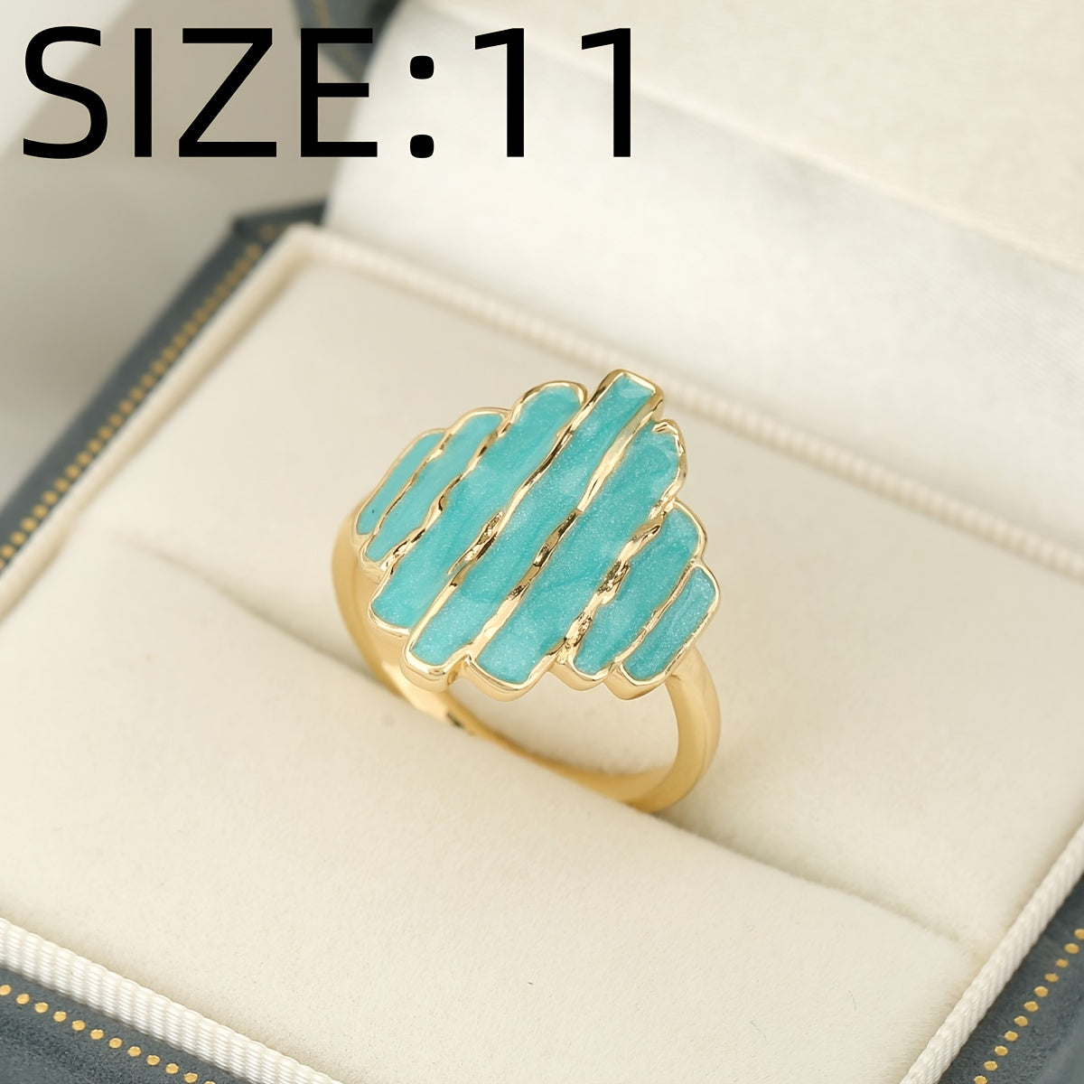 Bohemian Painted Irregular Rock-Edge Mint Green Ring