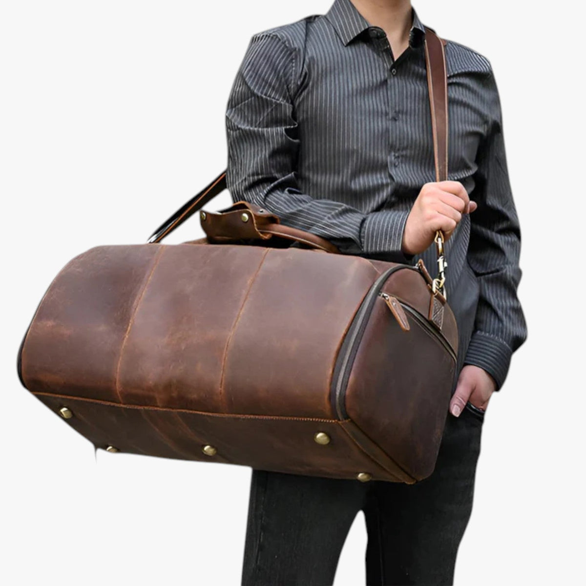 Full-Grain Leather High-Quality Travel Holdall
