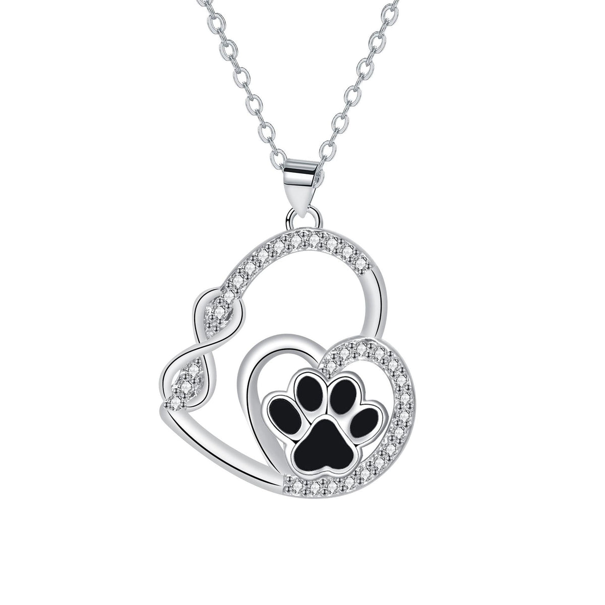 Double Infinity Paw Print Pendant Necklace