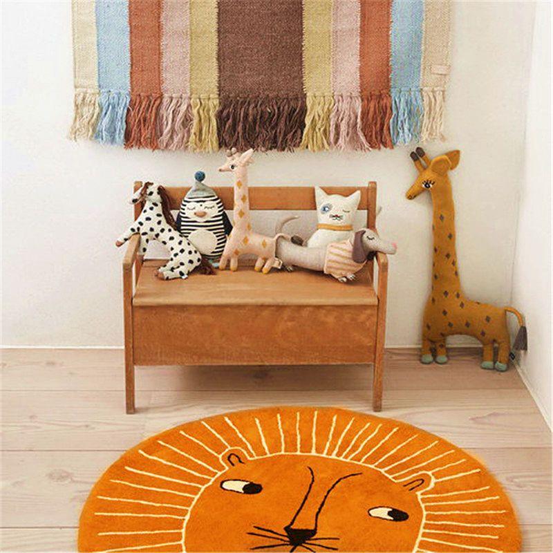 Cartoon Print Round Plush Area Rug – Cashmere-Feel, Thick Pile, Children and Adults