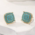 Square Synthetic Turquoise Stud Earrings