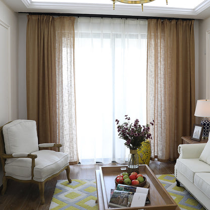 Cotton Linen Light Filtering Curtains – Modern Minimalist, Semi-Sheer, 6 Colours