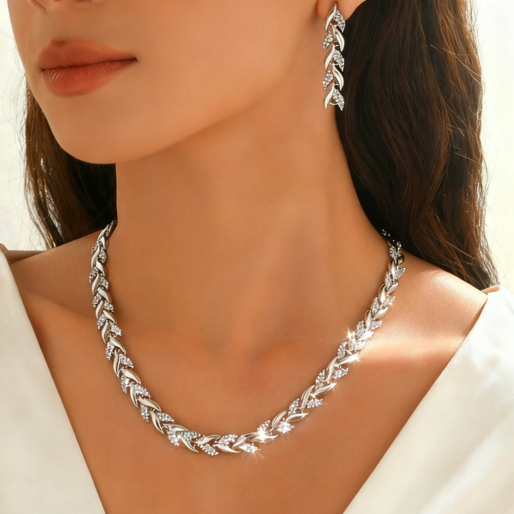 Sieradenset met glas, strass en zeemeerminstaart