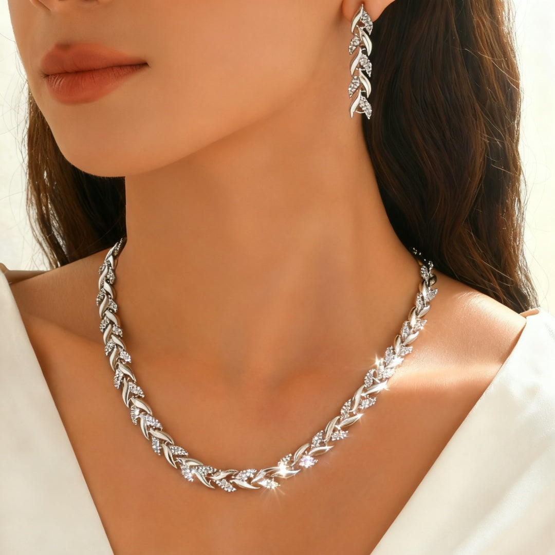 Sieradenset met glas, strass en zeemeerminstaart