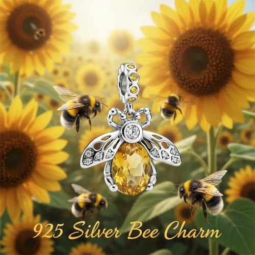 925 Sterling Silver CZ Bee Dangle Charm