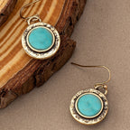 Bohemian Minimalist Round Turquoise Drop Earrings