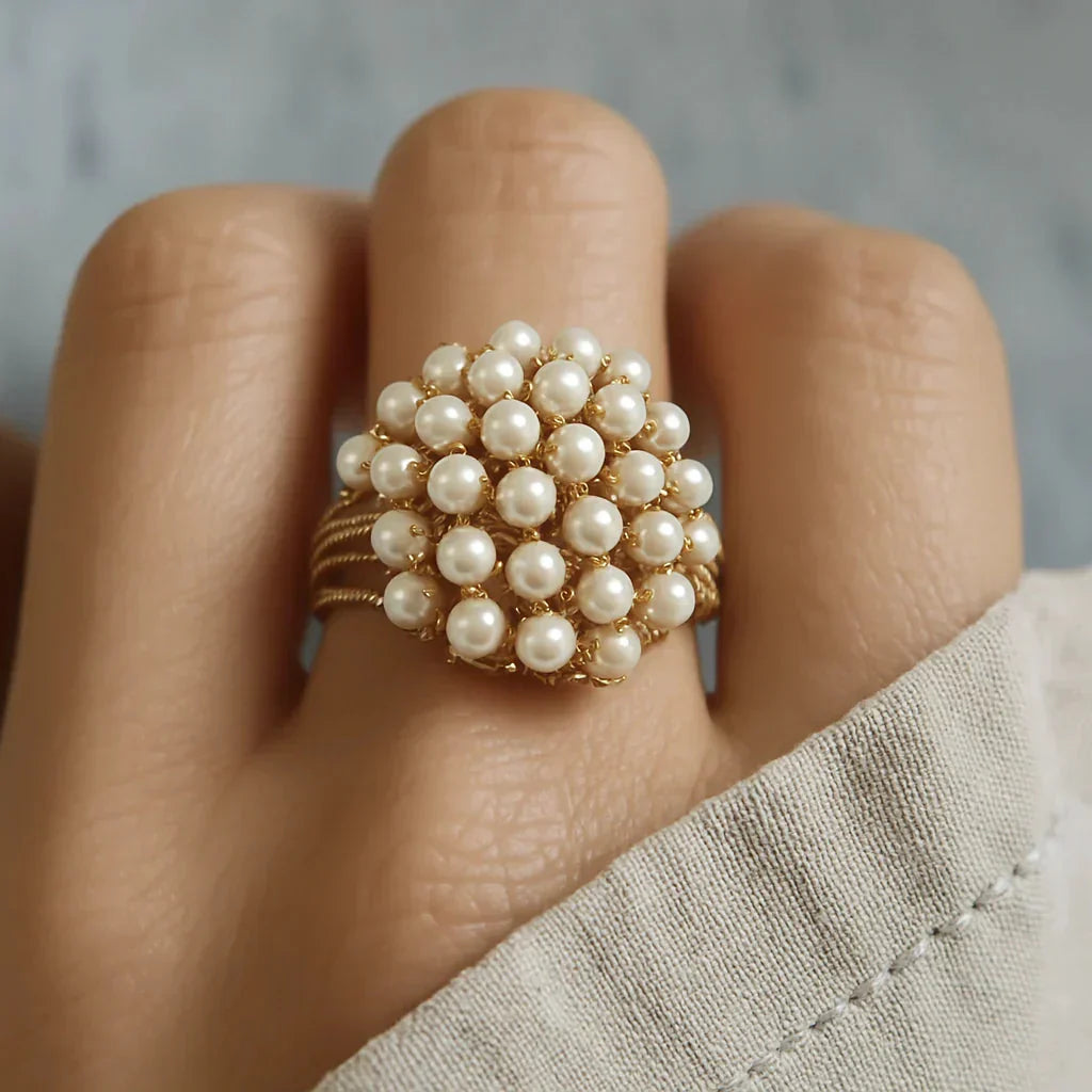 Inlaid Pearl Statement Ring