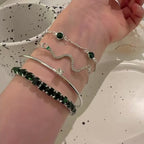Four-Piece Green Rhinestone Jewellery Set