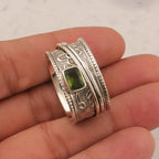 Vintage-Style Bohemian Wide Band Zirconia Silver-Plated Ring
