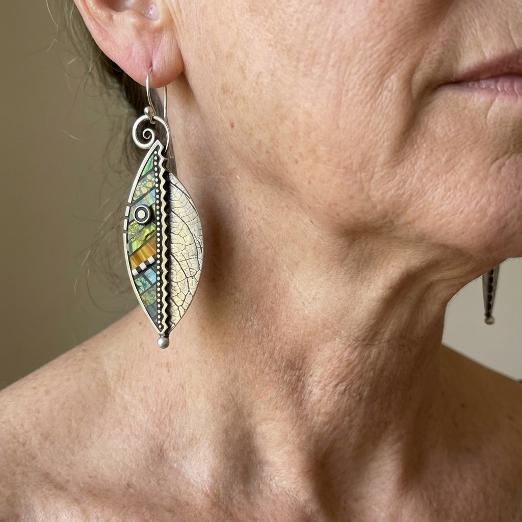 Bohemian Multicolour Leaf Drop Earrings