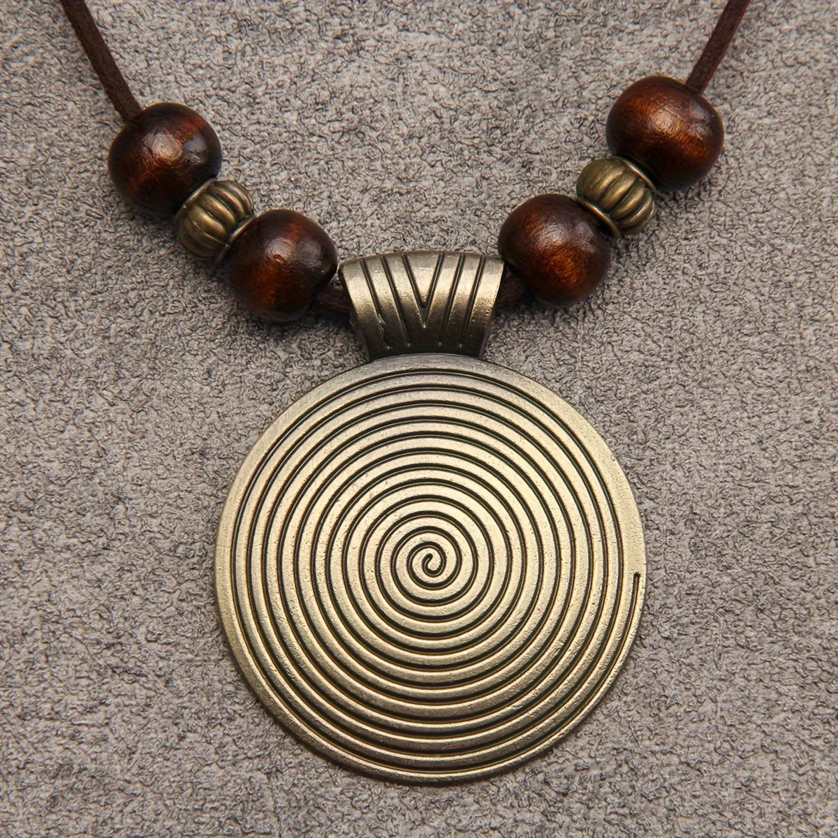 Vintage Zodiac Wooden Bead Pendant Necklace