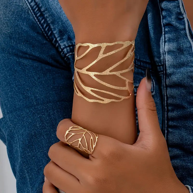 Vintage-Style Leaf Cuff Bracelet