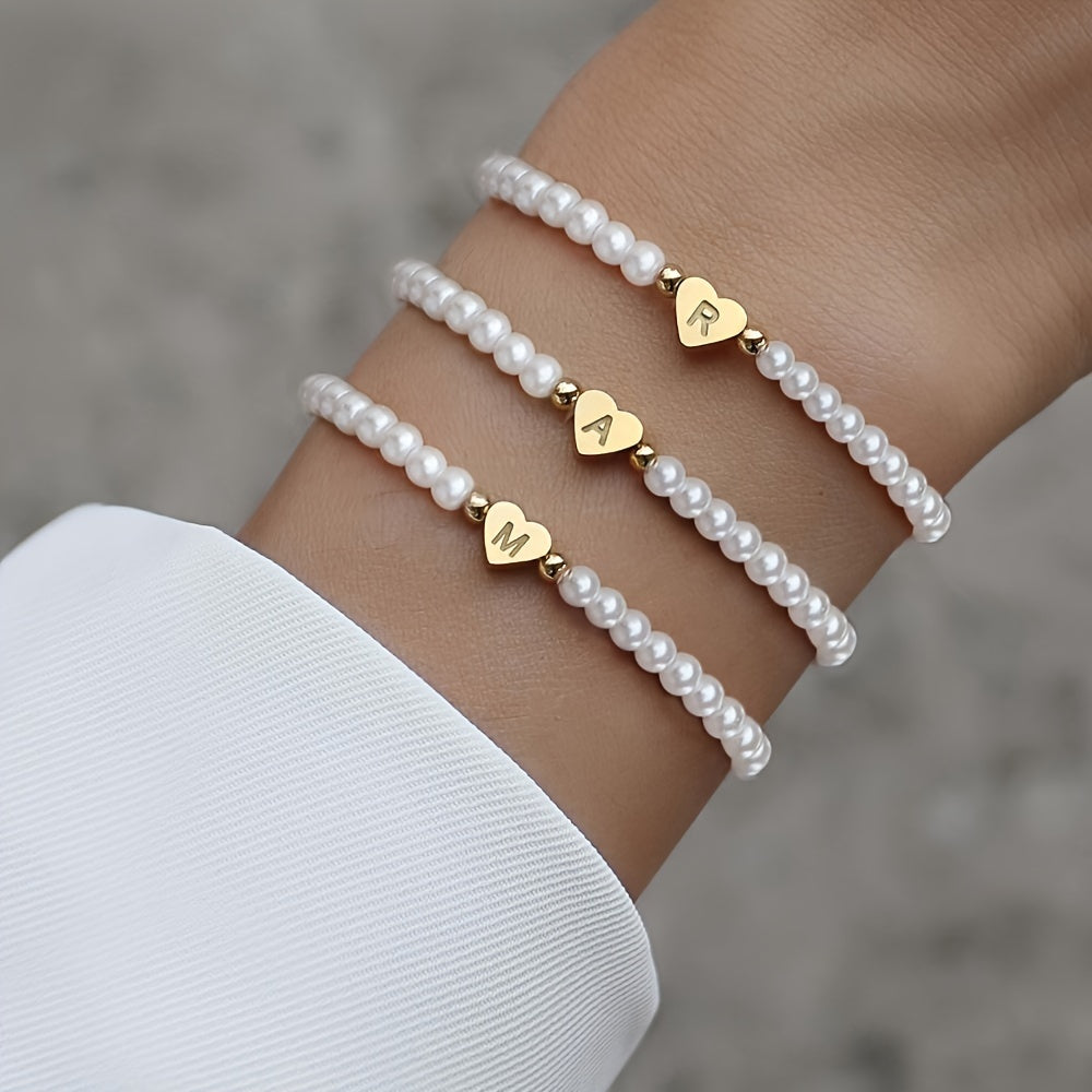 Armband met hart en initiaal van A tot Z