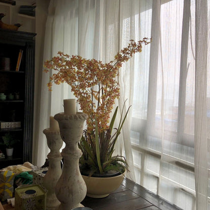 Cotton Linen Sheer Curtain Panel – Japanese Nordic Style, Light Filtering, Room Divider