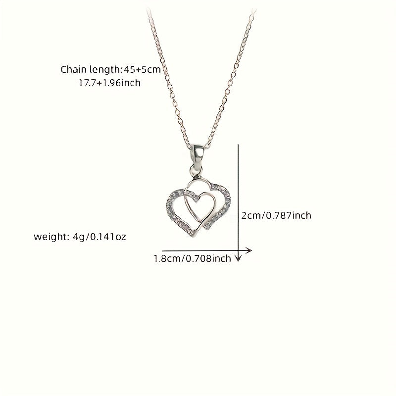 Irregular Double Heart Pendant Lariat Necklace