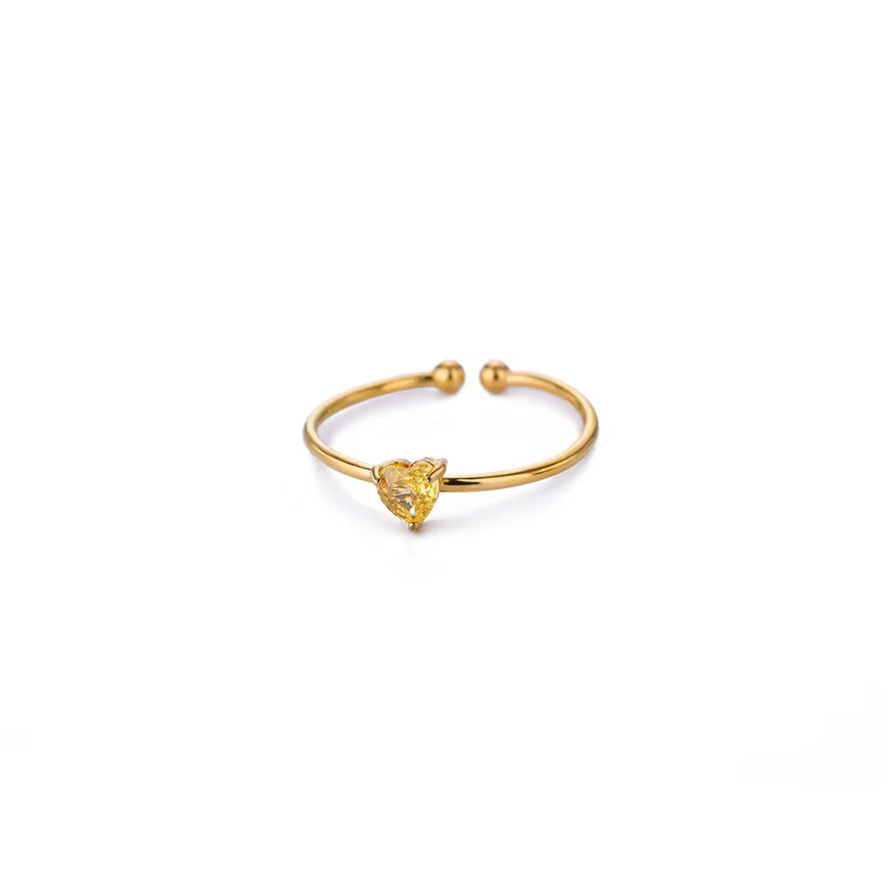 Adjustable 18K Gold-Plated Titanium Steel Birthstone Ring