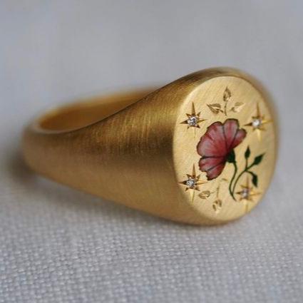 Verstelbare zeehondring in vintagestijl in roségoudkleur