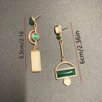 Bohemian Green and Ivory Gold-Plated Statement Earrings