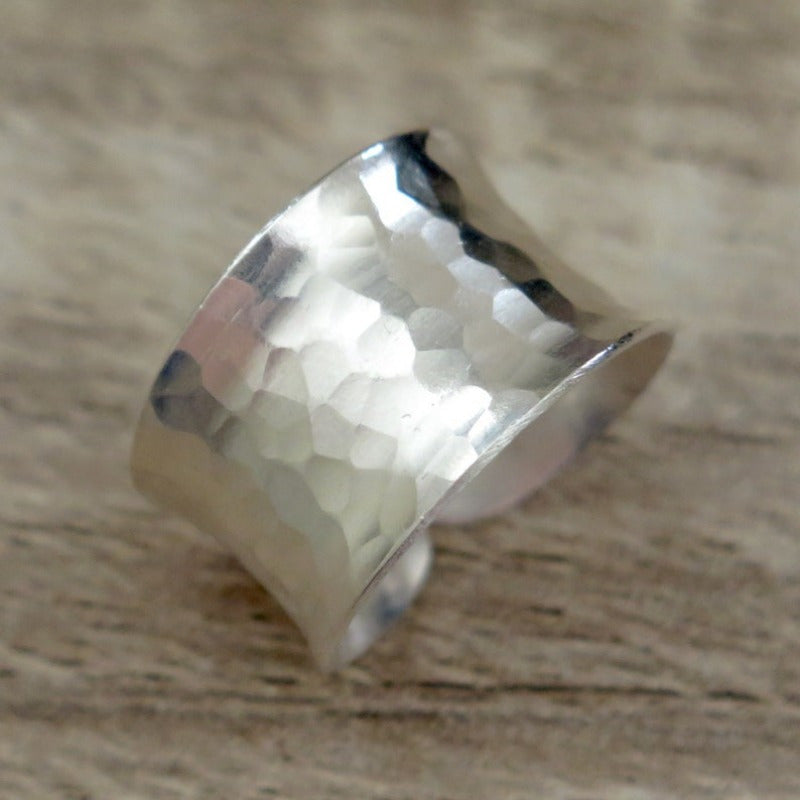 Adjustable Handmade Hammered Texture Ring