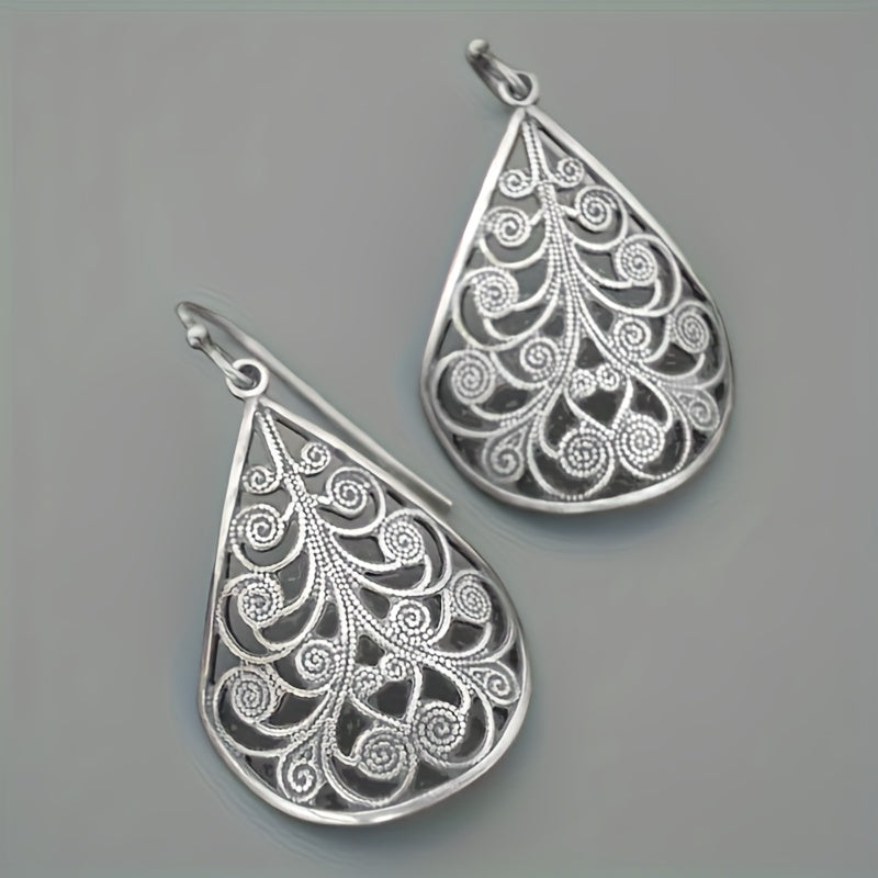 Retro Teardrop Ethnic Threaded Print Earrings