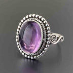 Filigran-cocktailring i vintagestil med oval lilla zirkonia