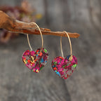 Vintage Resin Glitter Heart Pendant Earrings