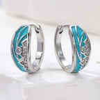 Enamel Mountain and Sun Zirconia Earrings