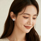 925 Sterling Silver Floral Moissanite Earrings with Round Centre Stone