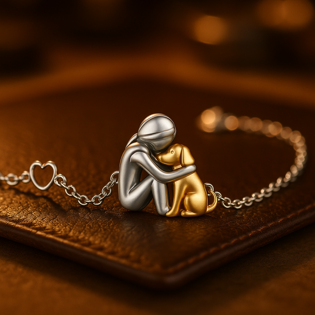 Adjustable Chain Bracelet with Hugging Figure Charm