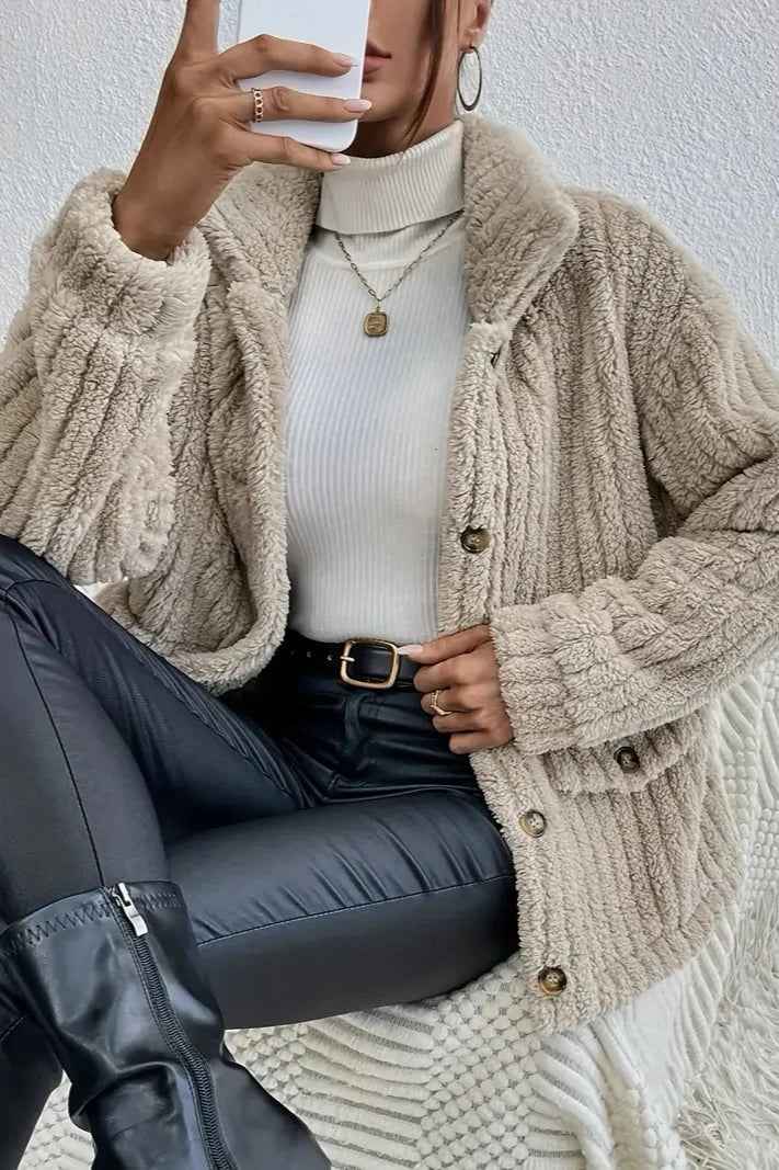 Reversible Velvet Cardigan with a Classic Button Front