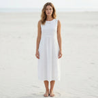 Mouwloze geborduurde maxi-jurk met oversized boho-snit