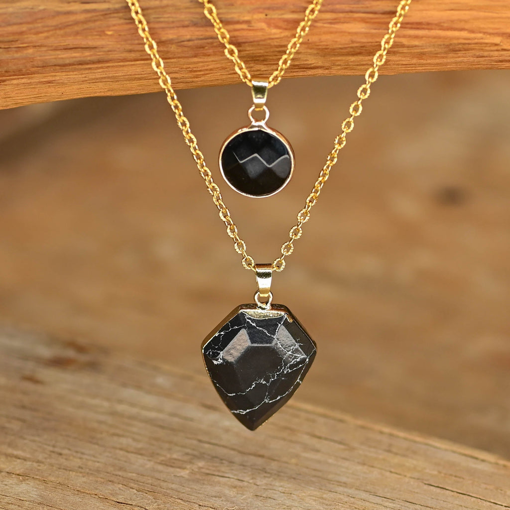 Onyx Double Pendant Necklace