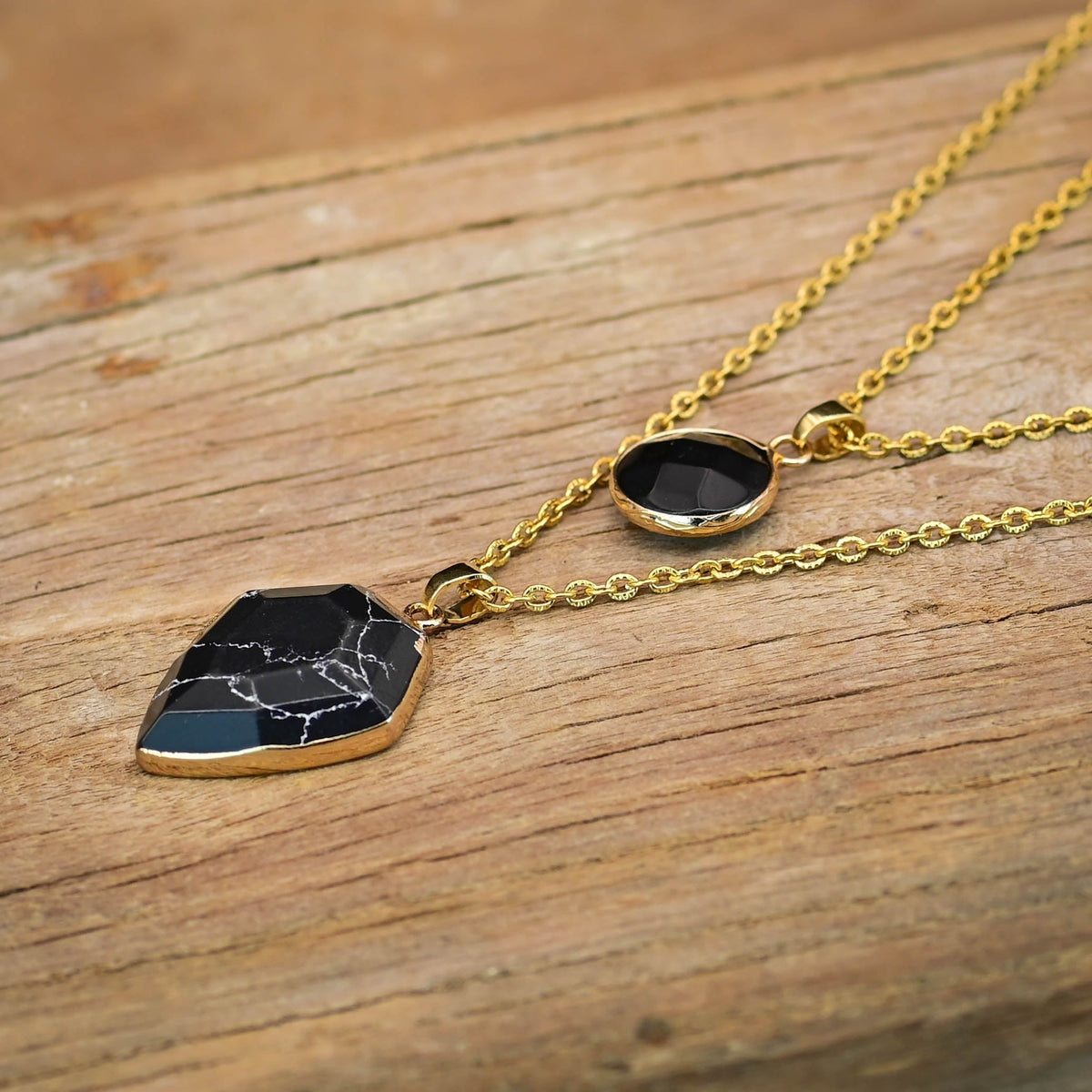 Onyx Double Pendant Necklace