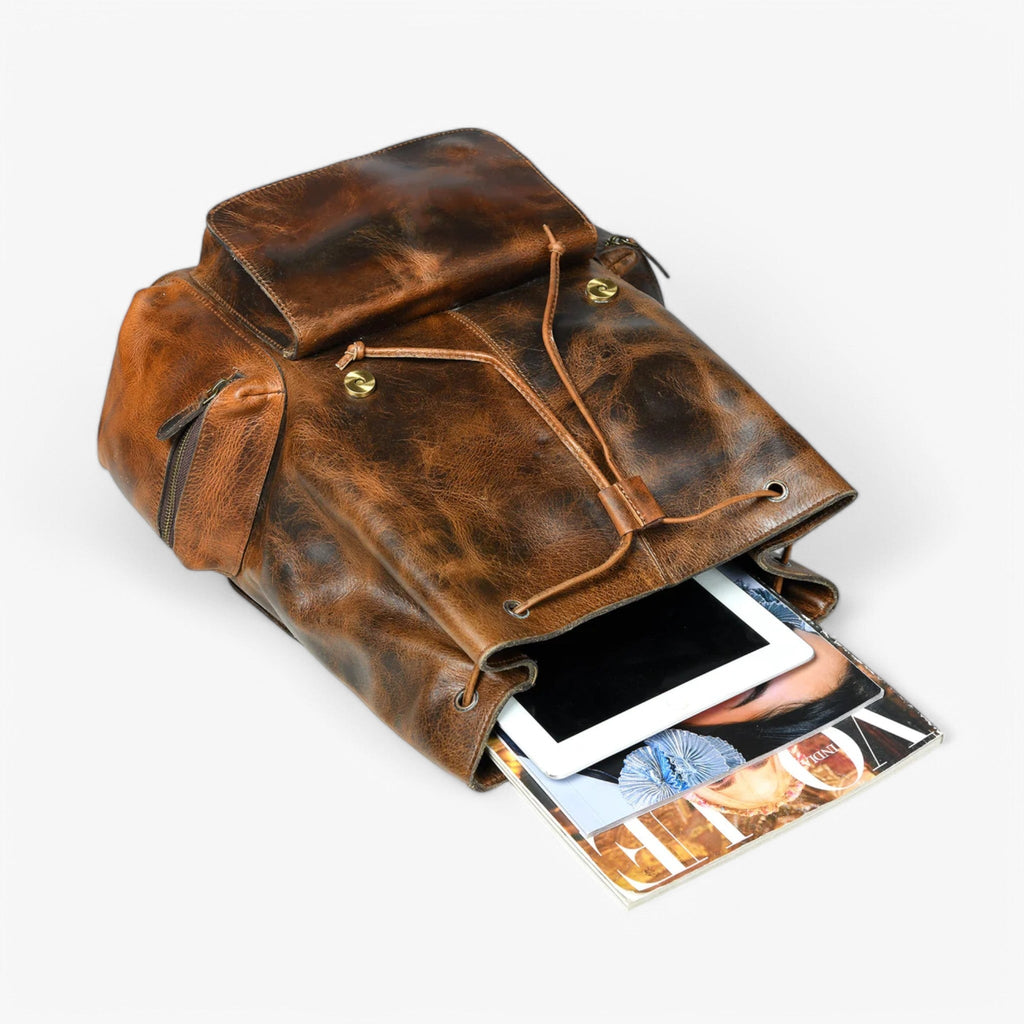 Robust Burnt Brown Vintage Leather Backpack