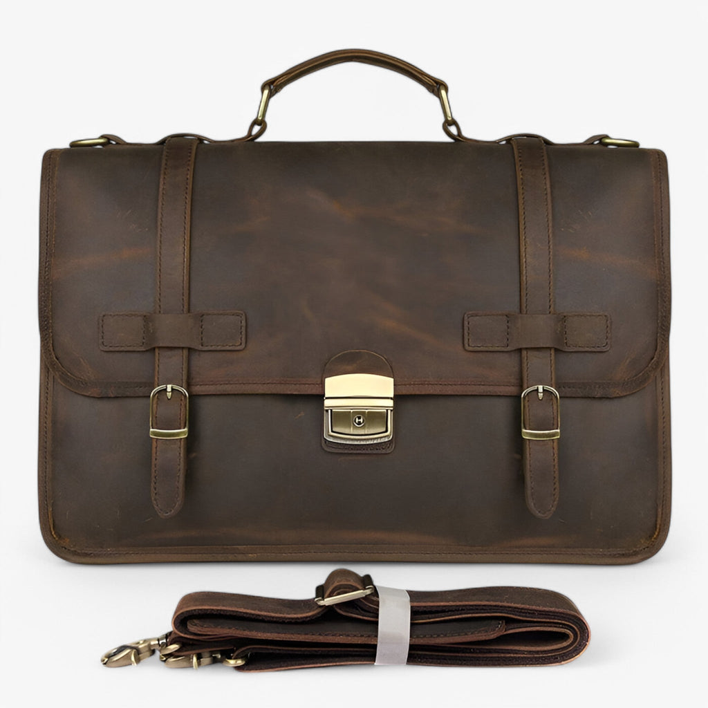 Sleek Timeless Genuine Leather Document and Laptop Folio Bag