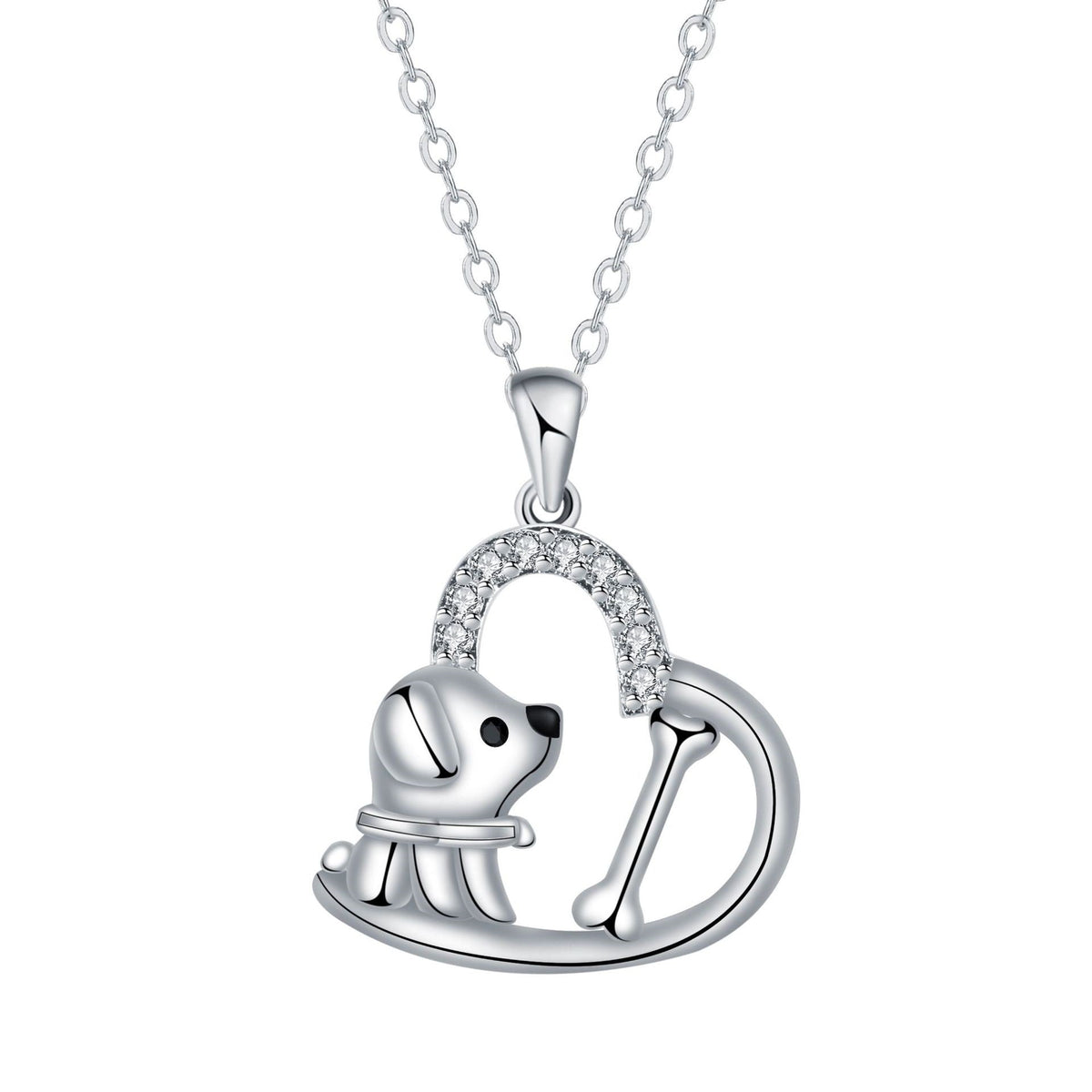 Silver-Tone Heart Pendant Dog Necklace