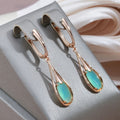 Gold-Plated Teardrop Zirconia Long Pendant Earrings