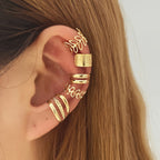 Five-Piece Vintage C-Shaped Clip-On Earring Set