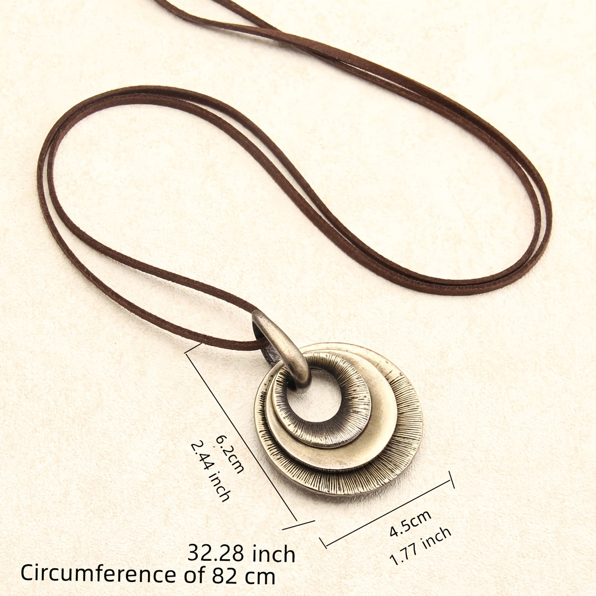 Vintage Layered Disc Long Pendant Necklace