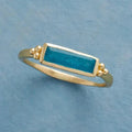 Vintage-Style Blue Rectangular Gold-Tone Ring