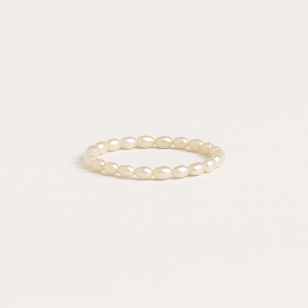Pearl-Look Bead Stacking Band in Gold Tone