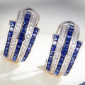 Art Deco Sapphire-Look Stripe Earrings