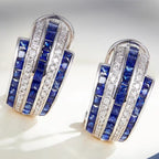 Art Deco Sapphire-Look Stripe Earrings