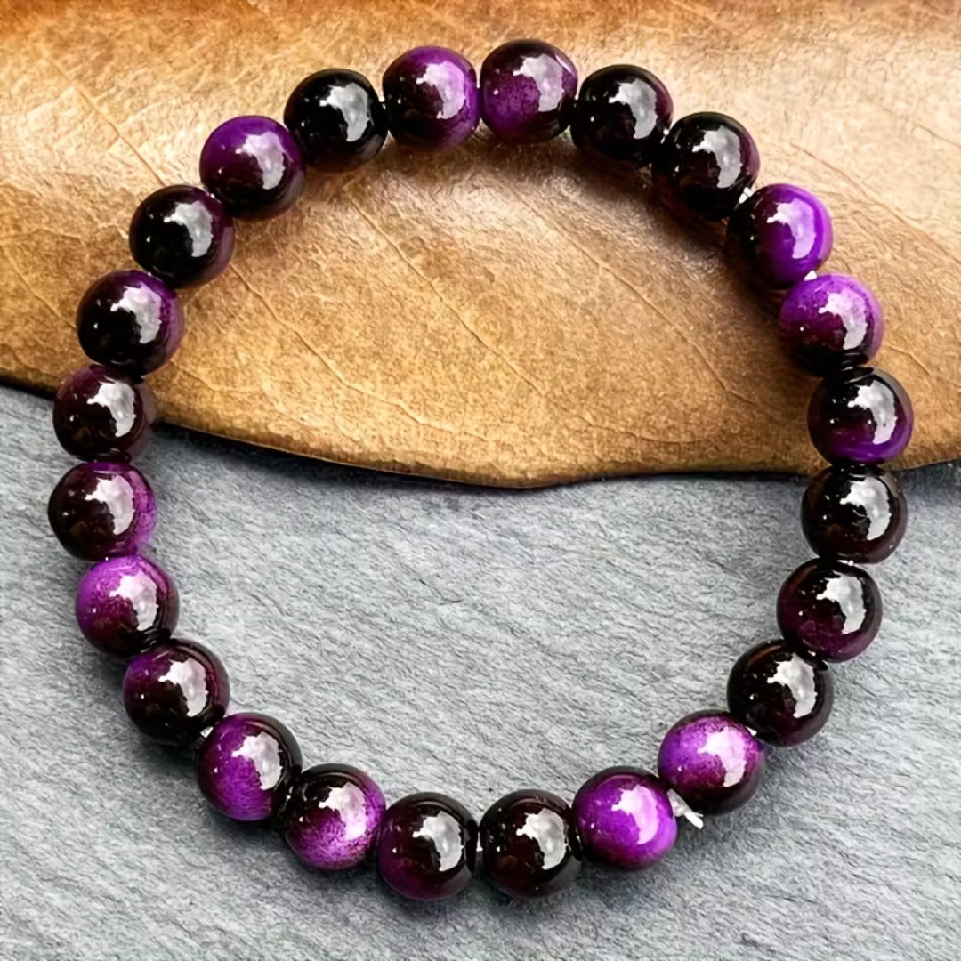 Kralenarmband met stenen in granaatlook
