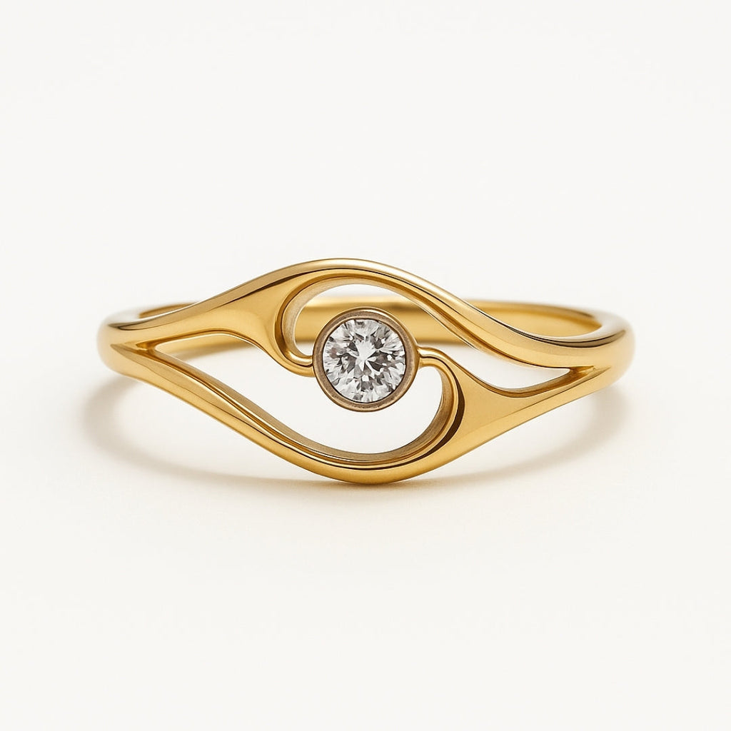 Goudkleurige baanring met kristal