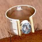 Silver-Tone Blue Gemstone-Look Ring