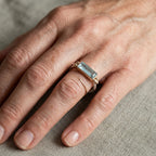 White Glass Rectangular Statement Ring