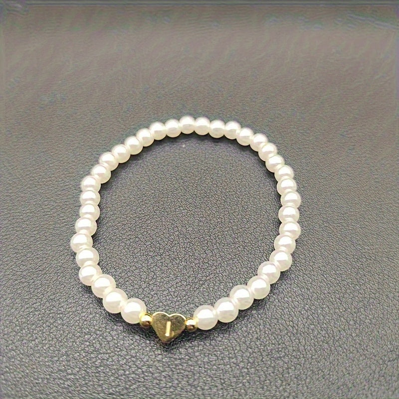 Armband met hart en initiaal van A tot Z